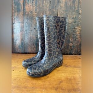 Stuart Weitzman Leopard Print Rain Boots Women’s Large